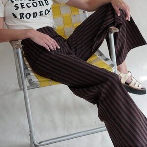 PROCHE Jasmine pants in Cocoa stripe Wide Leg Straight High Waisted